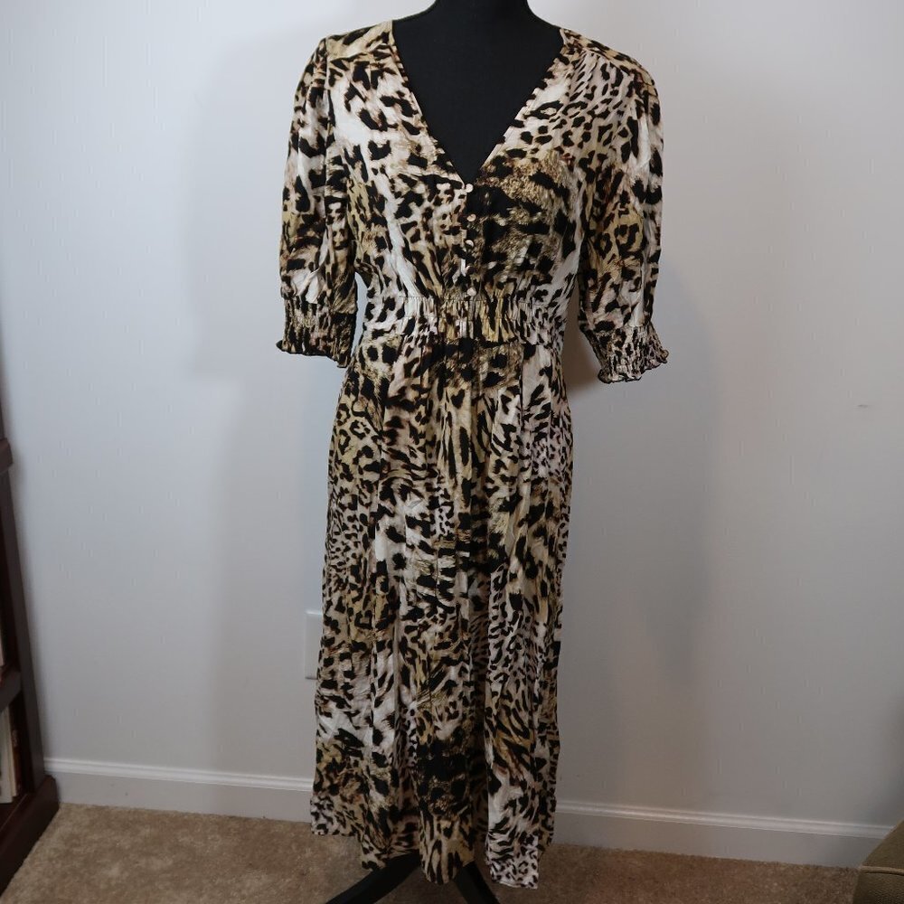 Banana Republic Leopard Button Front Maxi Dress 14